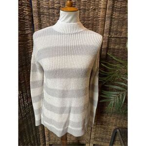 Lauren Conrad Gray White Stripe Mockneck Sweater XS